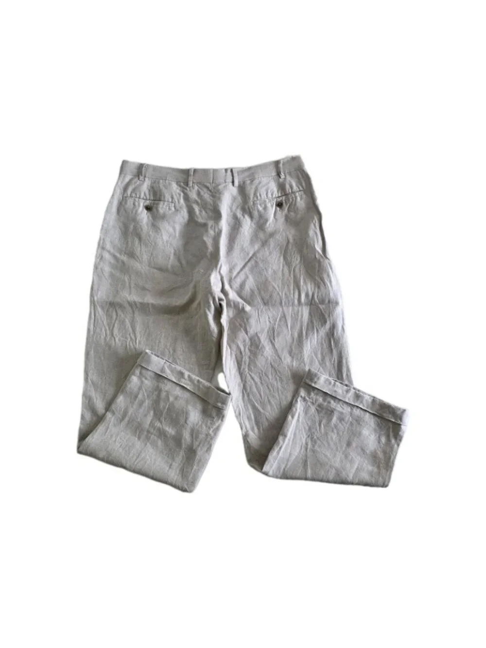 Calvin Klein Linen Pants Men 38 Regular Oatmeal Gray Straight Coastal Cruisewear